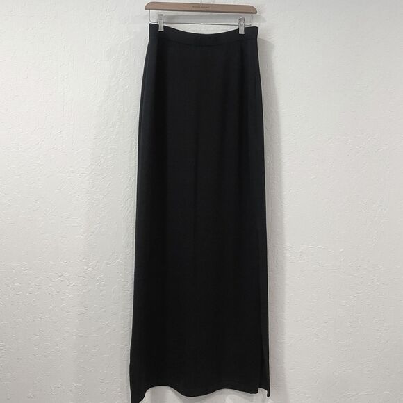 St. John Dresses & Skirts - ~ St. John Caviar 12 Skirt Black Long Maxi Floor Side Slit Luxury Knit 14 16 XL